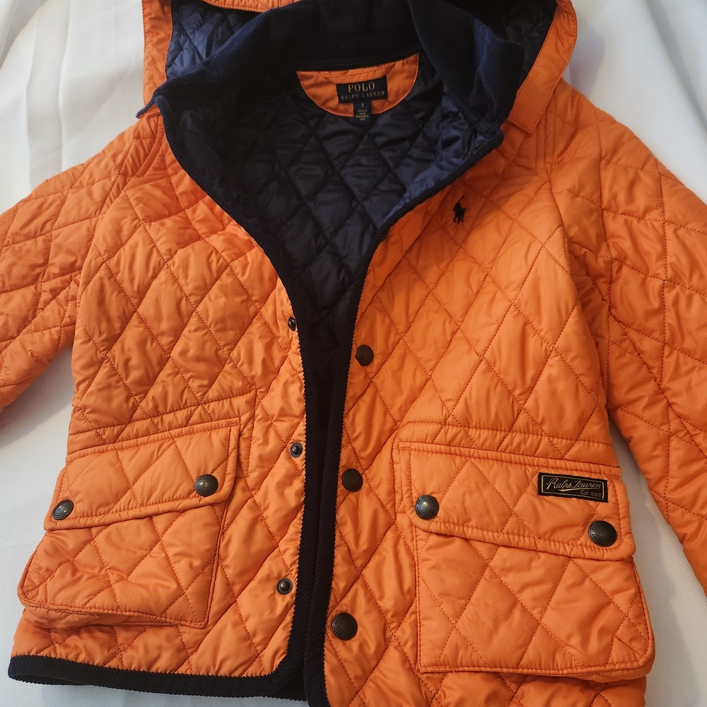 Ralph Lauren Kids Orange Quilted Puffer Jacket